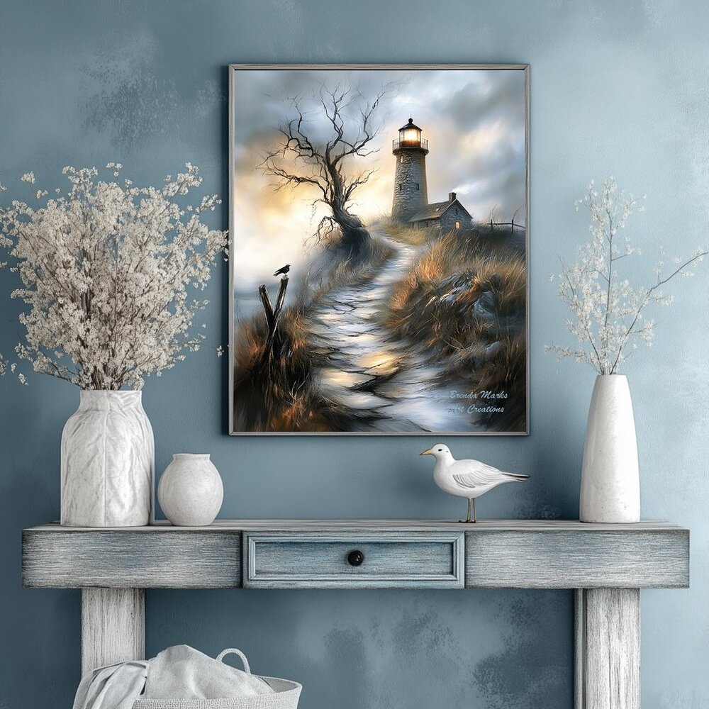 Matted 8x10 print 11x14 frame size Direct from Artist After The Storm Lighthouse